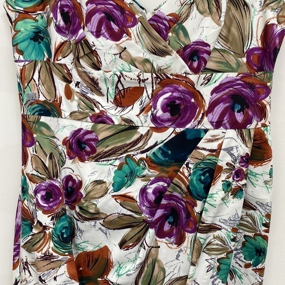 Beautiful Maggie L Petite Cotton Blend Floral V-Neck Dress Size 8P - Picture 4 of 13